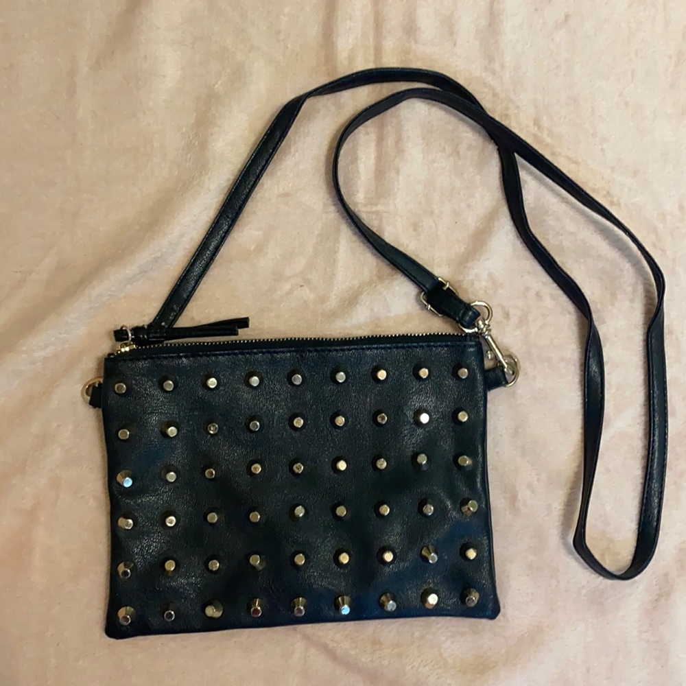 Black and gold studded cross body